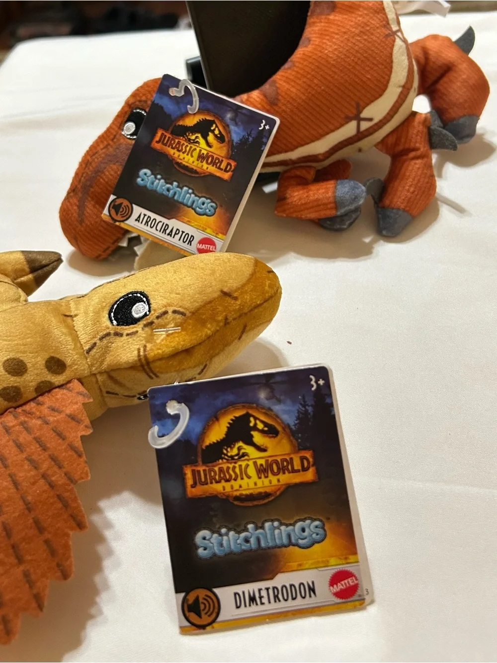 Cute Yellow & Orange Dino Plush Duo - Soft Stuffed Dinosaur Toys. jurassic world